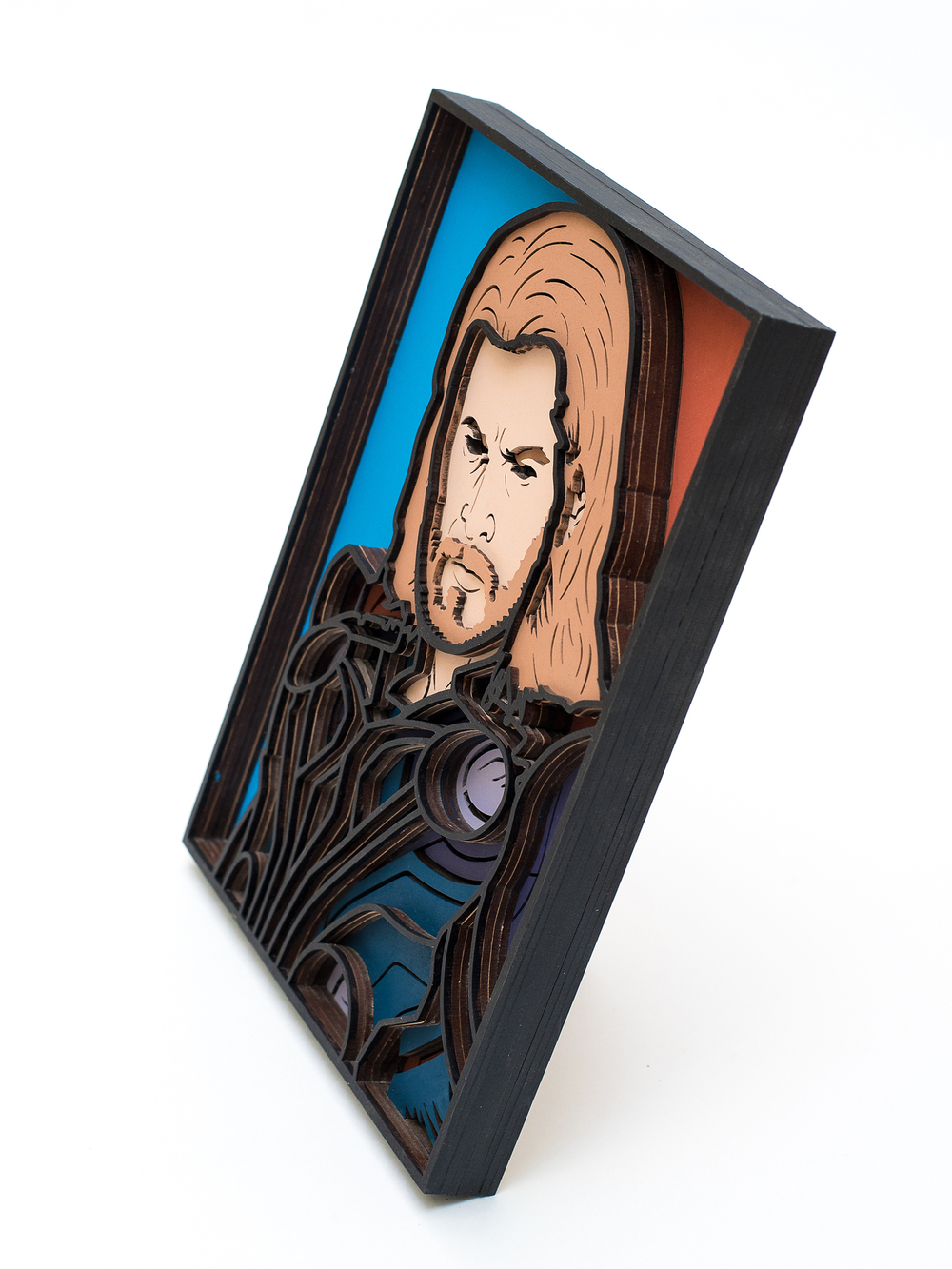 3D картина по номерам из дерева Тор Marvel (Марвел), SamCraft,  подарочный набор для творчества, многослойное панно из дерева для раскрашивания