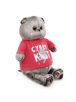 Мягкая игрушка Кот Басик в лонгсливе с принтом «Супер кот» 19 см Ks22-284