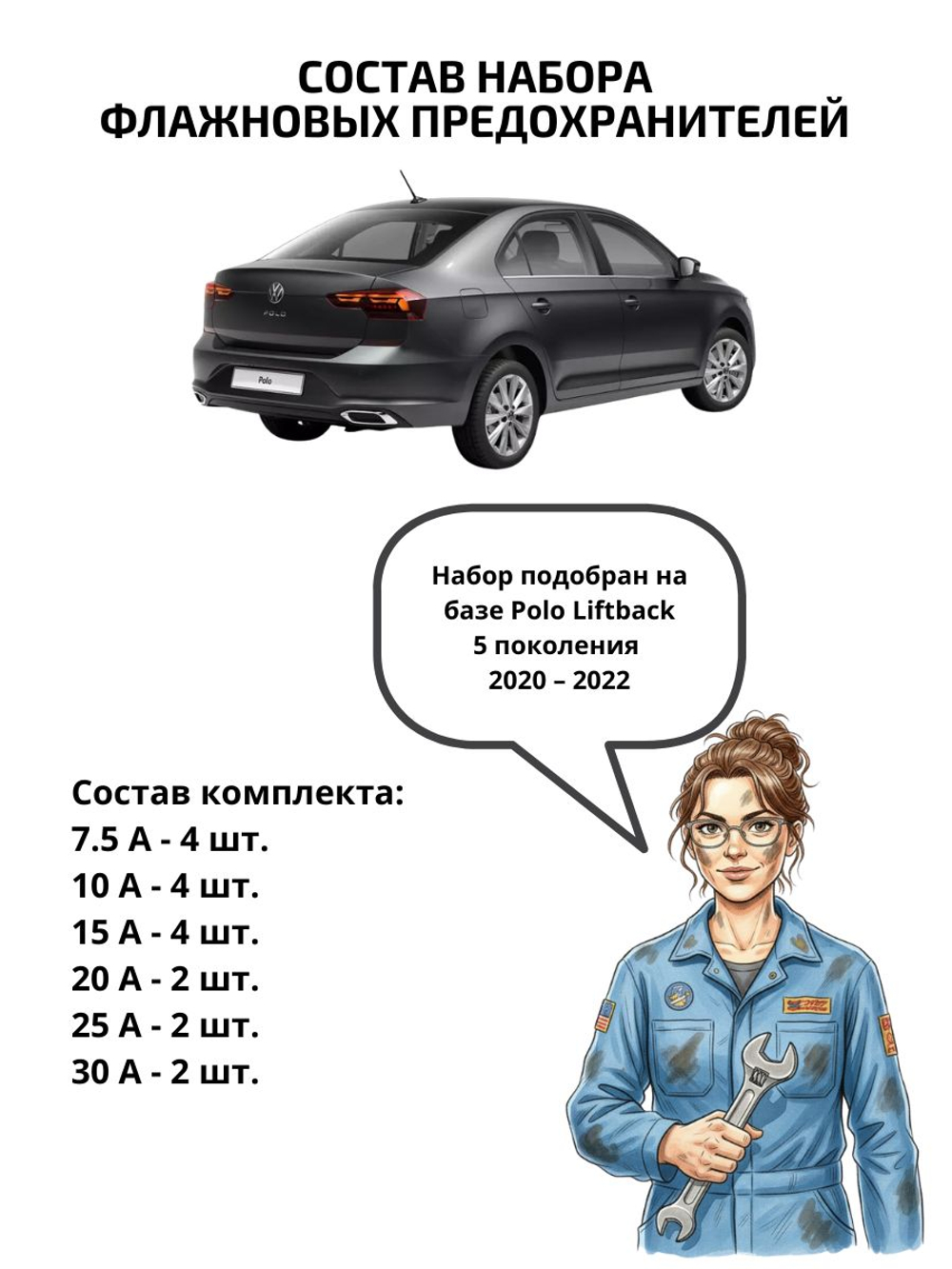 Набор предохранителей для Volkswagen Polo Sedan POLS