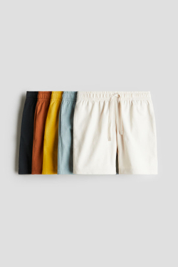 H&M Набор из 5 хлопковых трикотажных шорт, светло-бирюзовый
