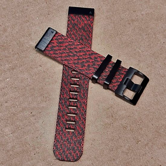 Ремешок 22 мм для Garmin нейлоновый жакардовое плетение, стальные тренчики (Красный)