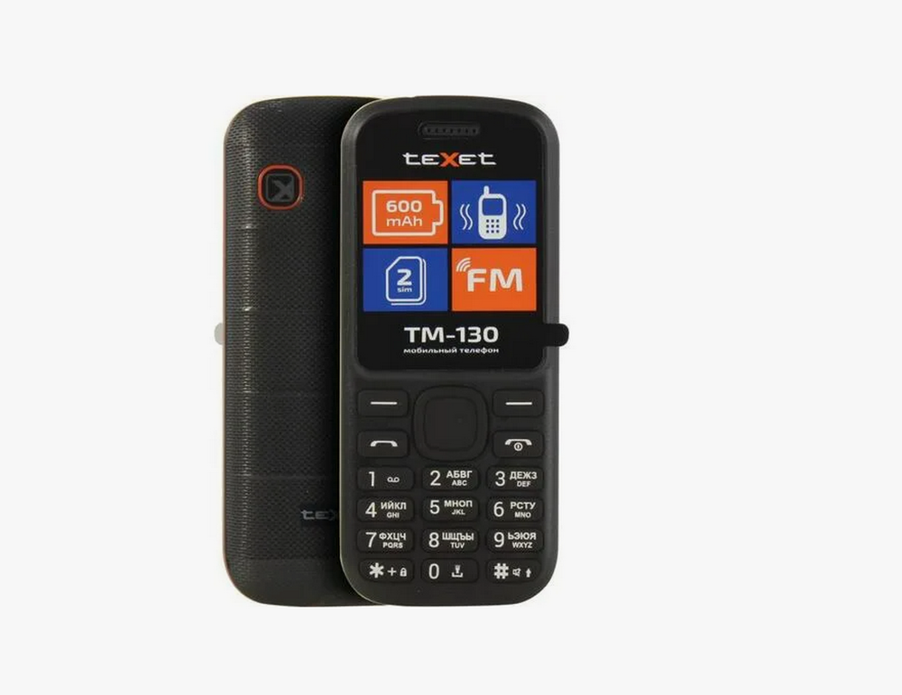 Телефон мобильный Texet TM-130 Black-RED  (2sim)