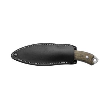 Нож фикс."TANGO1", ст.MAGNACUT,кл.StoneWash, рук.черн.G10,отверст.д/темл.,черн.кож.чехол на магните