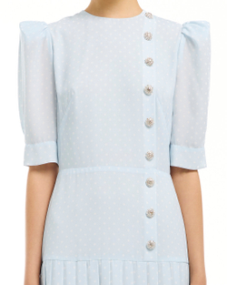 Платье Primavera (Примавера) на запах, голубое в белый горох