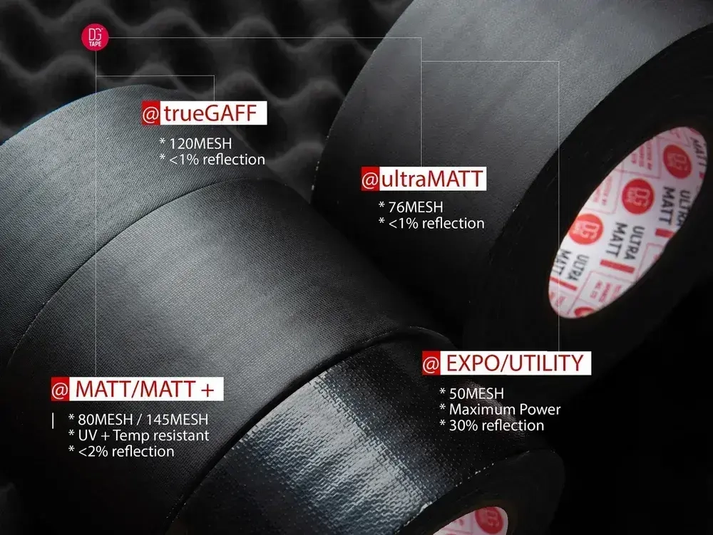 Матовый гаффер тейп DGTAPE ultraMATT 50мм/25м, Черный. Клейкая gaffer-лента на тканевой основе