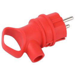 Вилка ЭРА VX12-R-IP44 каучуковая c заземлением 16А IP44 с кольцом угловая красная