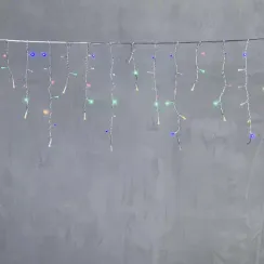 Светодиодная бахрома 4,9*0,5 м., 240 разноцветных LED ламп, мерцание, прозрачный провод ПВХ, Beauty Led (PIL240BLW-10-2M)