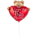 Шар Фольгированный Сердце с мишкой ILY (Красный)