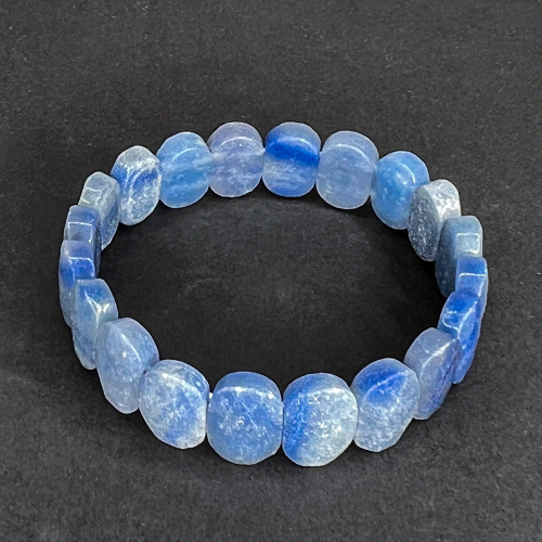 Браслет на резинке Авантюрин голубой, из бусин 14х8 мм, 18 см
