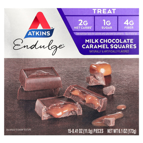Atkins, Treat, молочный шоколад и карамель, 15 шт., 11,5 г (0,41 унции)