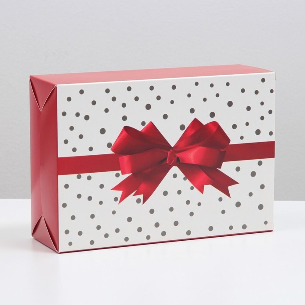 Подарочная коробка «Подарочек» красно-белый