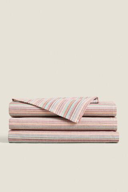 ZARA HOME ПОЛОСАТАЯ ХЛОПКОВАЯ СКАТЕРТЬ, МОРСКОЙ ЗЕЛЕНЫЙ