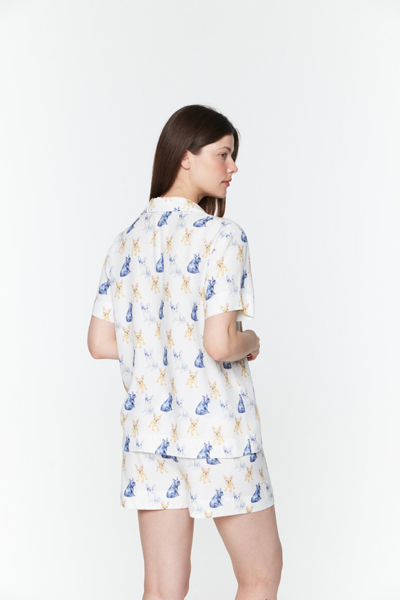 Блуза из вискозы с французскими бульдогами