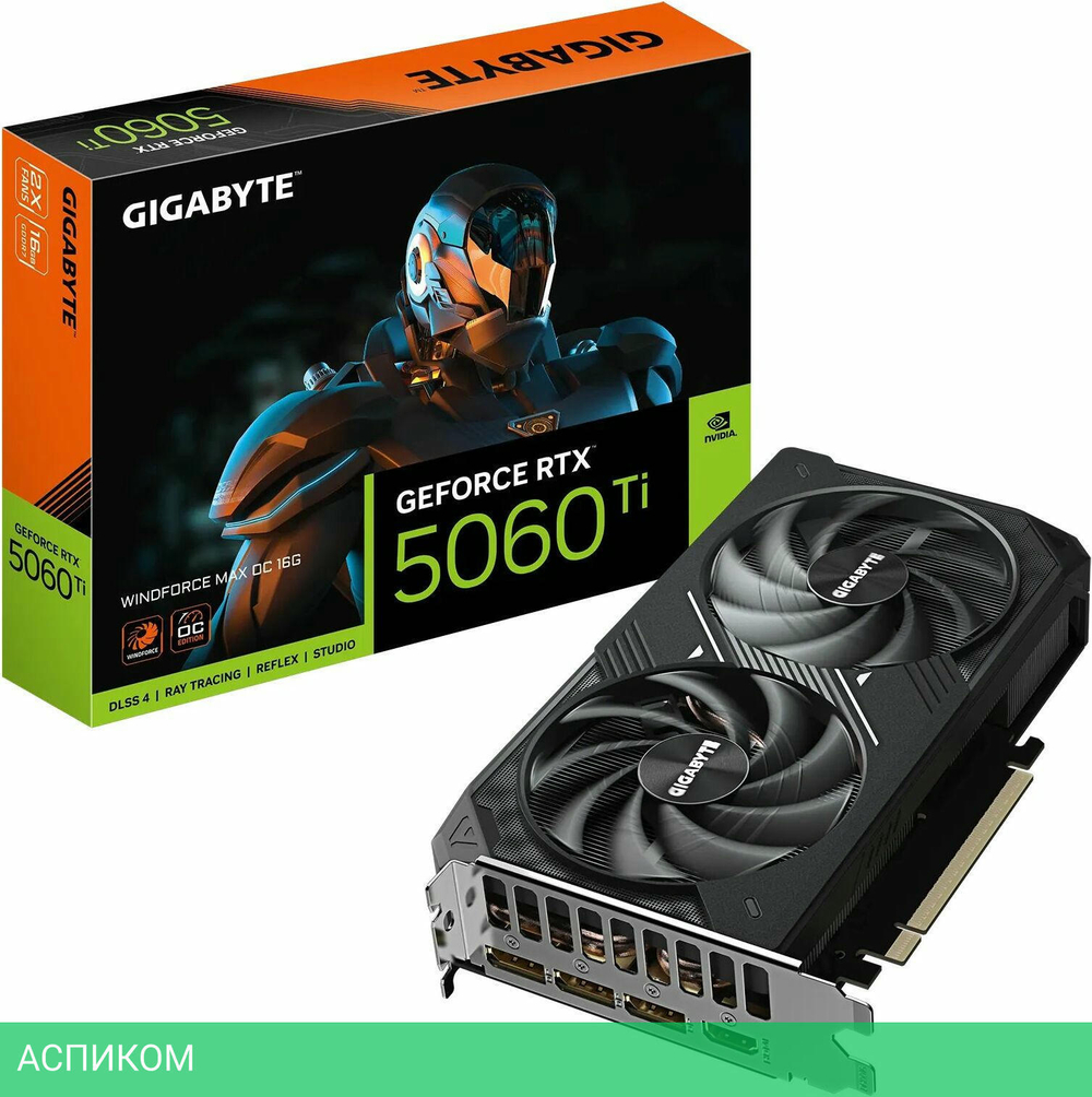 Видеокарта Gigabyte GeForce RTX 5060 Ti WindForce Max OC 16GB GDDR7 (GV-N506TWF2MAX OC-16GD)