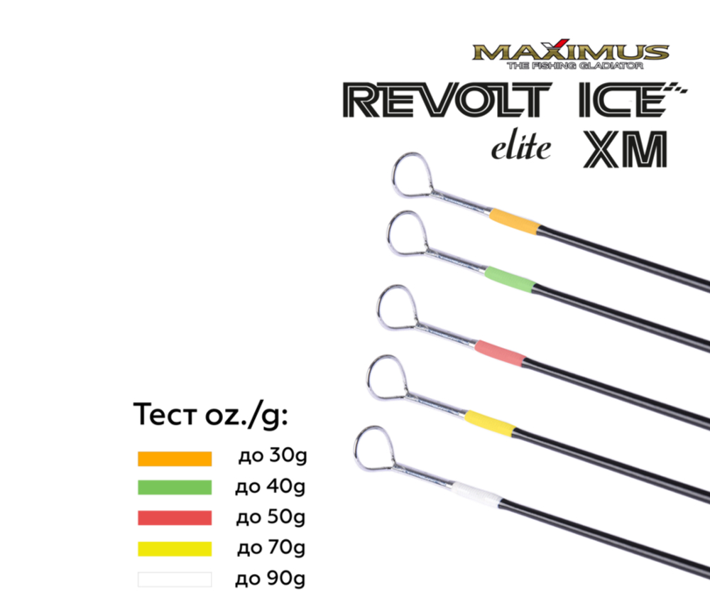 Удочка зимняя Maximus Revolt Ice Elite MIRRIEX-302XH 75см до 70г Ручка дерево 4кольца Тр.длина 76см