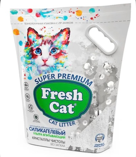 FRESH CAT впитывающий Силикагелевый наполнитель Кристаллы чистоты 5л