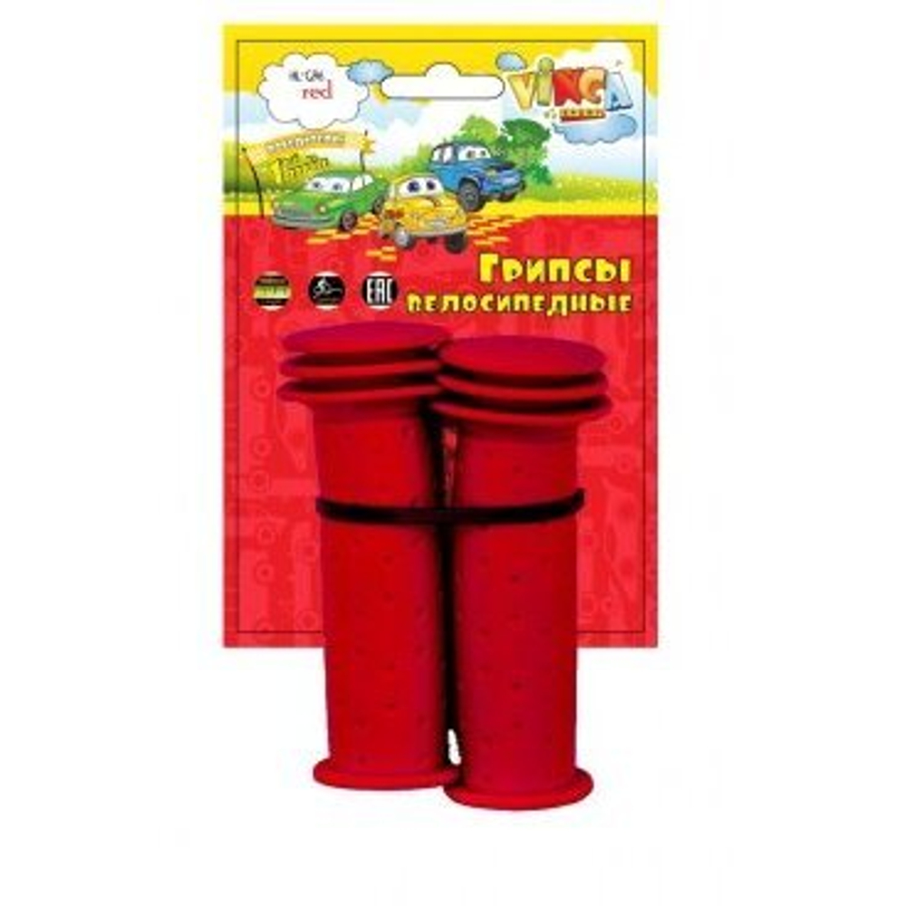 Грипсы детские, резиновые, длина 102мм, красные, инд.уп.Vinca Sport H-G 96 splash