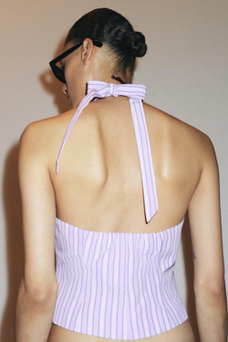 ZARA ТОП-ЖИЛЕТ В ПОЛОСКУ, ЛИЛОВЫЙ/БЕЛЫЙ