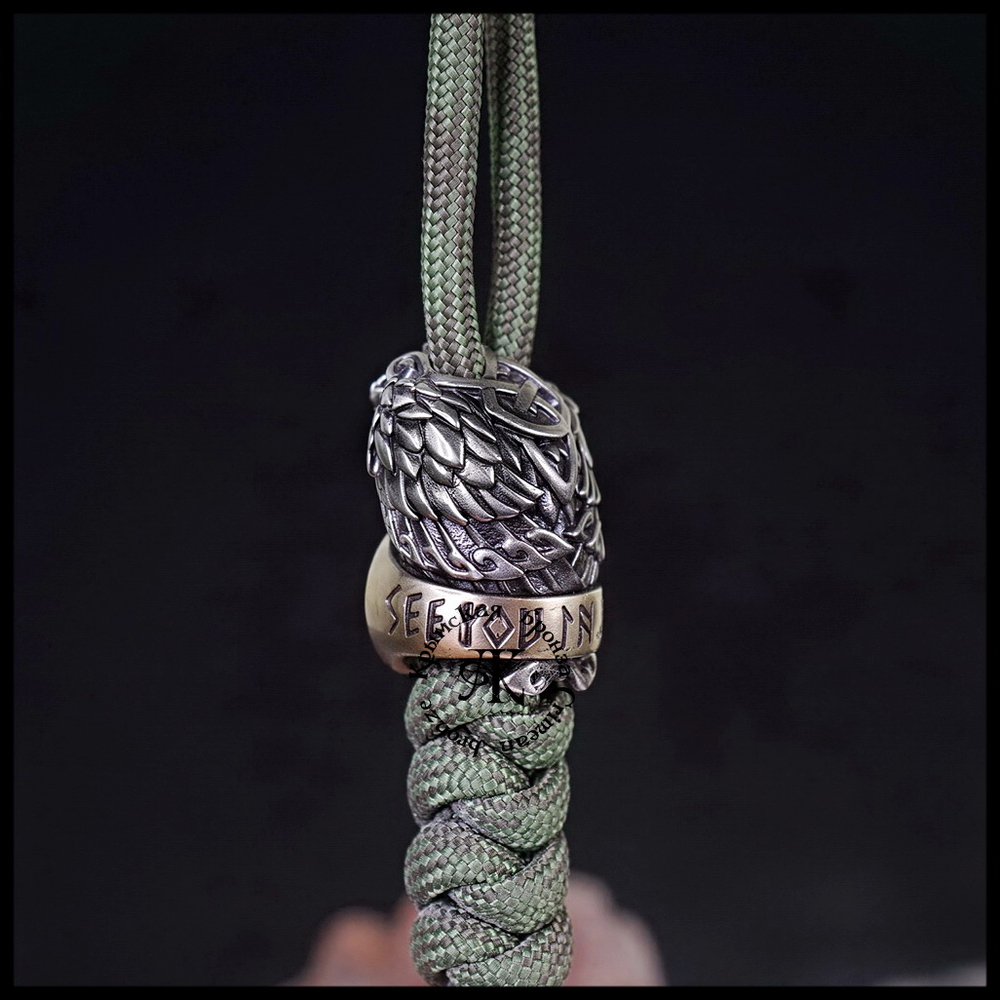 Темлячная бусина "Ворон Одина" биметалл (латунь Шлем Ужаса)