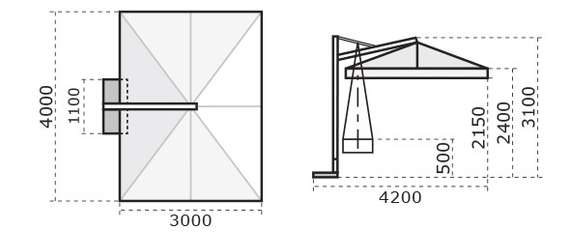 Зонт профессиональный Galileo Wood 300х400 см, слоновая кость