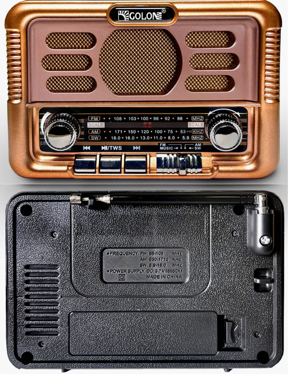 Радиоприемник сетевой COLON RX-6061BT РЕТРО Bluetooth Аккумуляторный