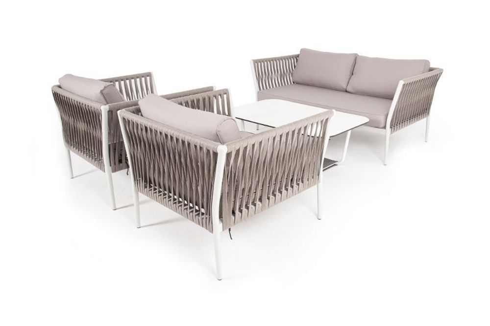 "Касабланка" лаунж-зона плетеная из роупа 4-местная, цвет серо-коричневый