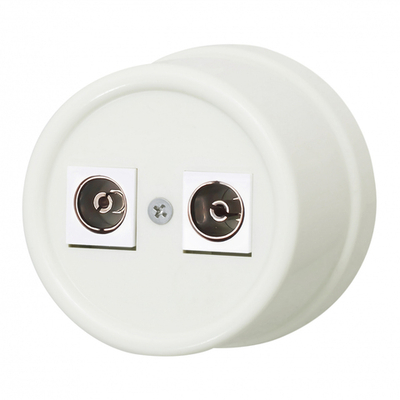 Розетка телевизионная двойная, оконечная, пластик, слоновая кость B1-306-211