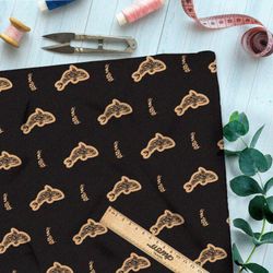 Ткань ниагара песчаные акулы на чёрном фоне