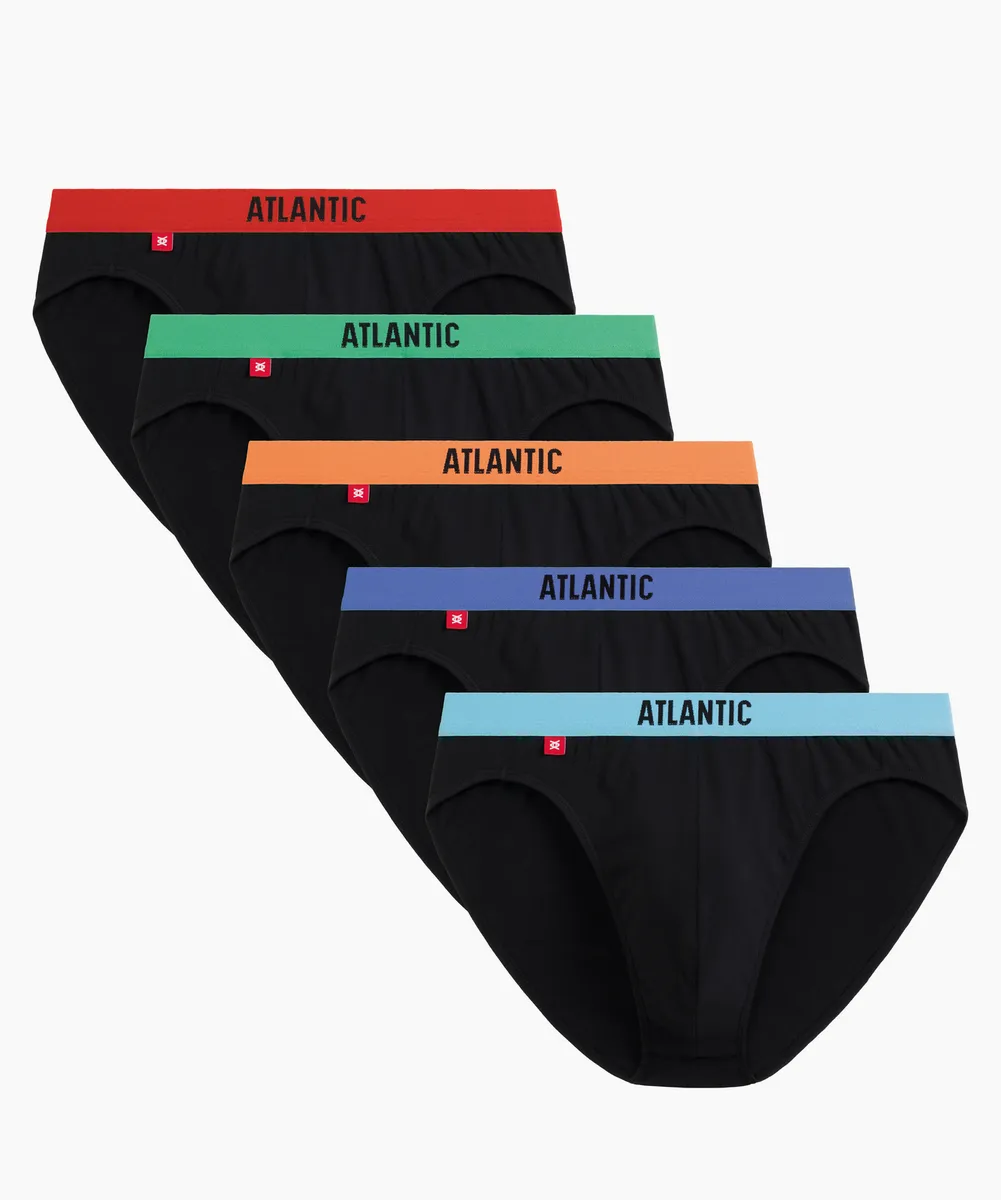 Мужские трусы слипы спорт Atlantic, набор 5 шт., хлопок, черные, 5SMP-004