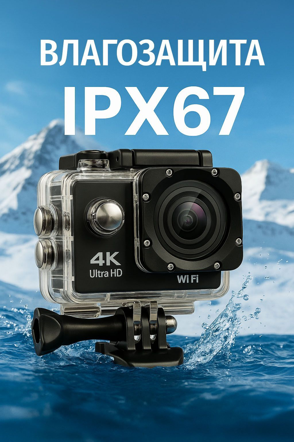 Экшн-камера 4K Ultra HD Wi-Fi Водонепроницаемая