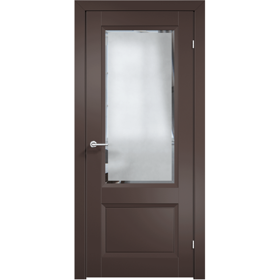 Фото межкомнатной двери эмаль Дверцов Модена 2 цвет коричневый RAL 8014 остеклённая