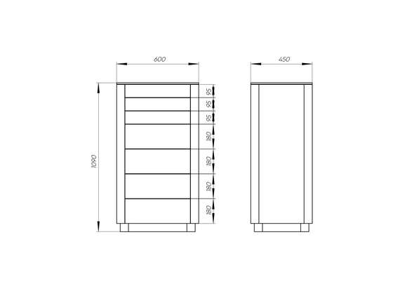 Комод Tammi высокии? 7 ящиков (светло-серый)