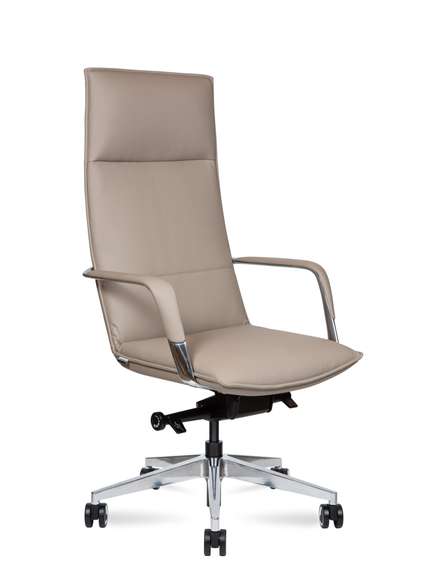 Кресло офисное Норден / Паркер / Parker / латте экокожа / алюминиевая база