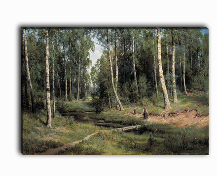 Картина "Ручей в березовом лесу", Шишкин, печать на холсте