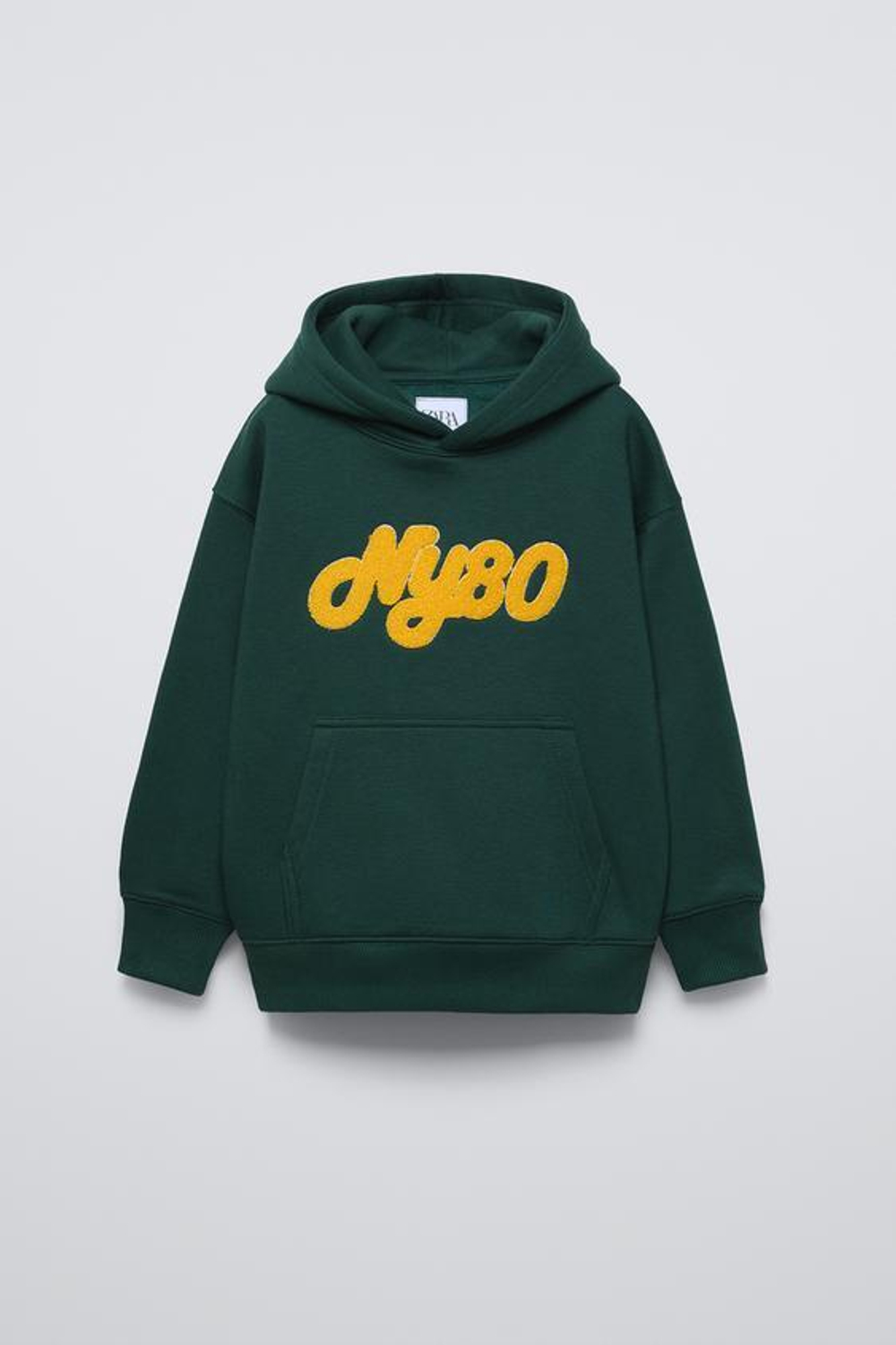 ZARA ХУДИ ИЗ МАХРОВОЙ ТКАНИ С НАДПИСЬЮ, ЗЕЛЕНЫЙ