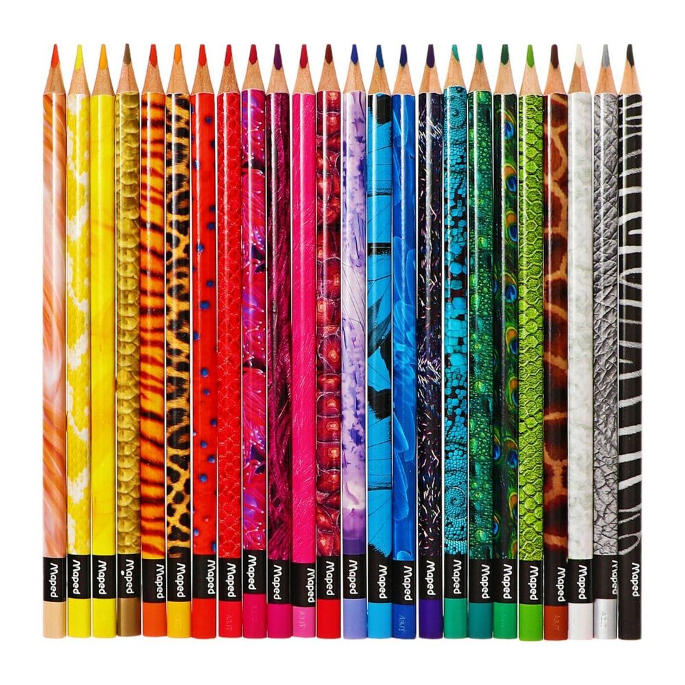 Карандаши цветные MAPED (Франция) "Color'Peps Animals'", 24 цвета, трехгранные, заточенные, европодвес, 832224