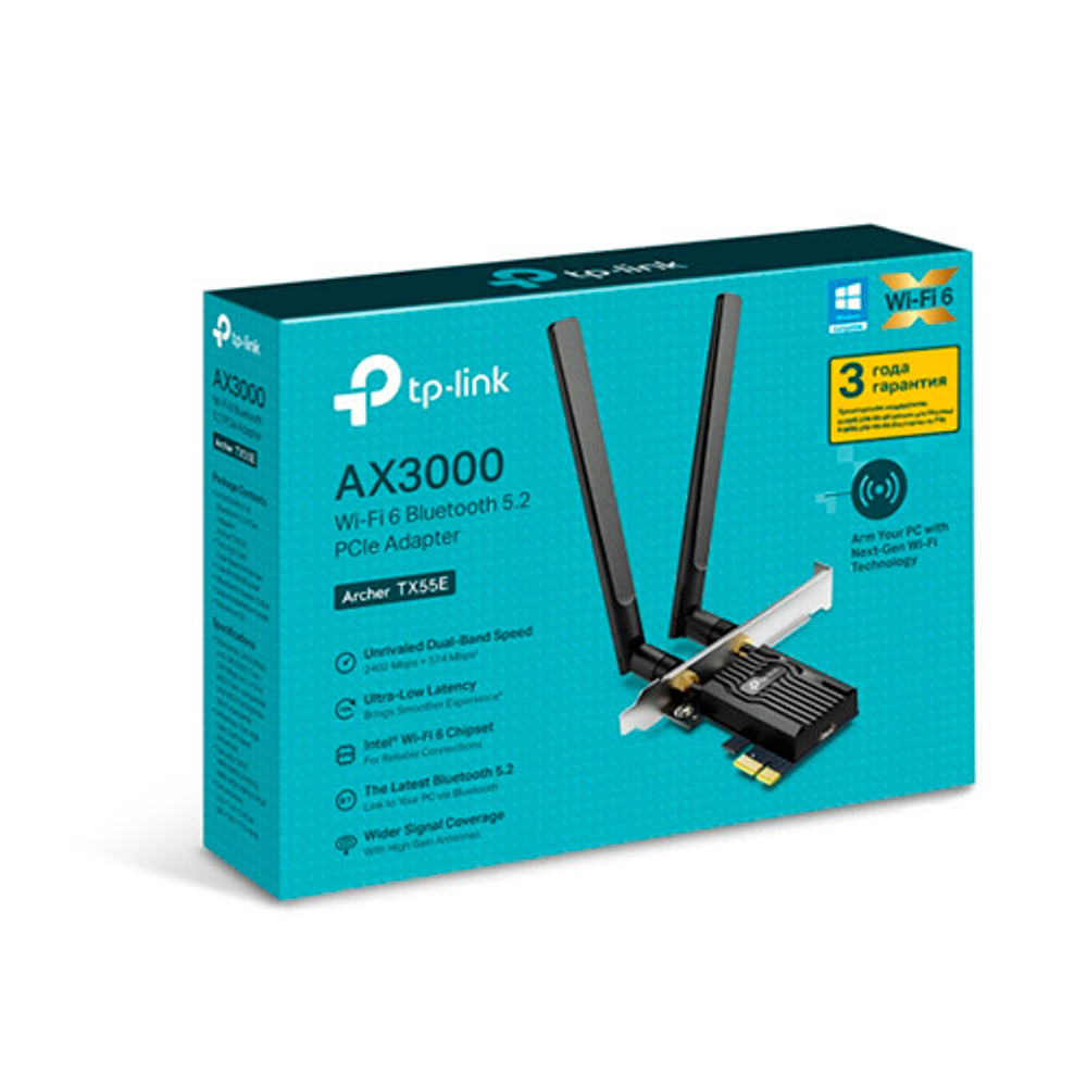 TP-Link Archer TX55E Двухдиапазонный адаптер Wi-Fi 6 Bluetooth PCI Express AX3000