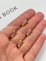 Пуговицы "Роза" золотистые с фиолетовой эмалью