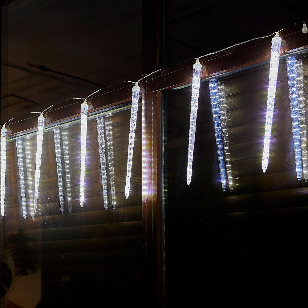 ULD-E3005-300-DTK WHITE IP44 ICICLE Занавес светодиодный фигурный Сосульки. соединяемый. 2.7х0.42м. 10 подвесов. Белый свет. Провод прозрачный. TM Uniel.