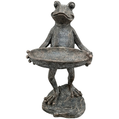 Декор "Лягушка с блюдом" стоящая 22x19x42см Магнезия