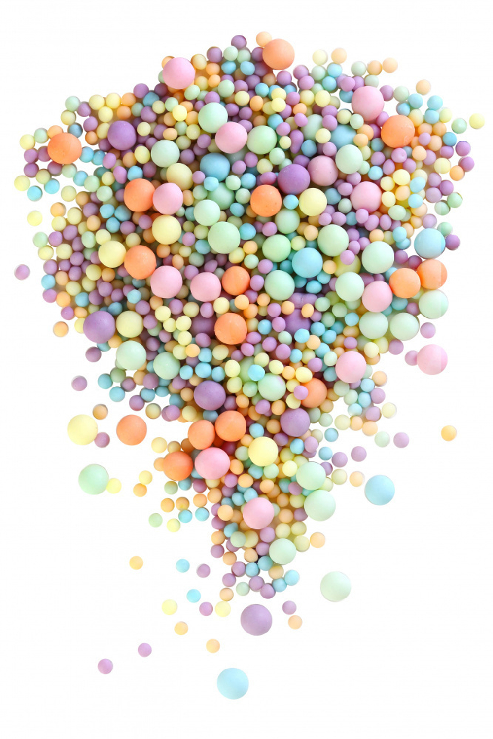 Шарики кранч матовые №297М 3-8мм оранж,голуб,роз,сирен,изумруд 100 гр.