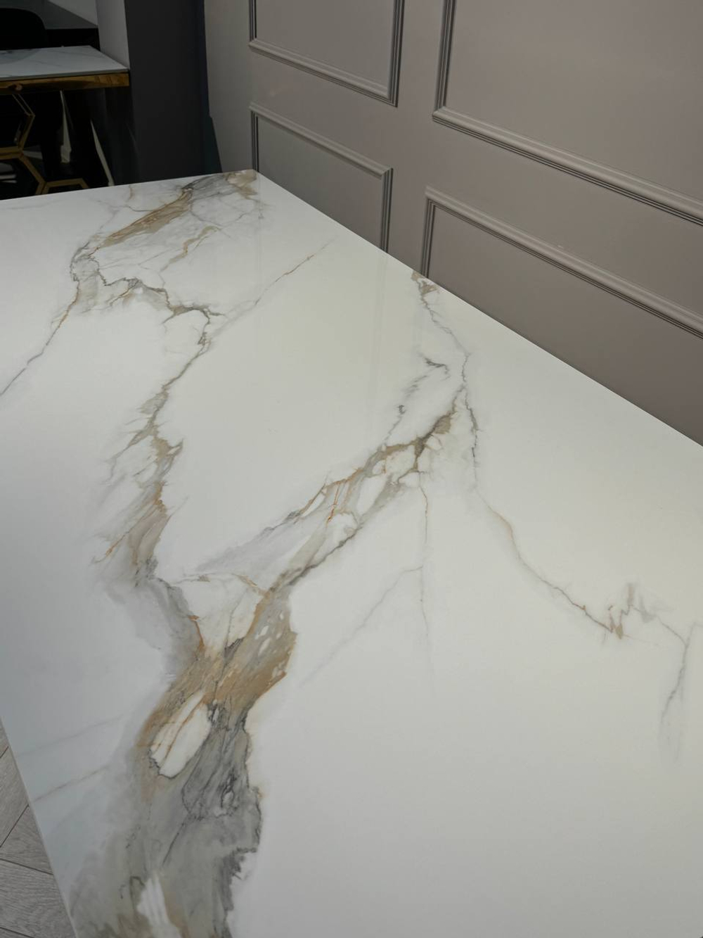 Стол обеденный Ist Casa Прайм, 180х90х76 см, жемчужный белый, золотой