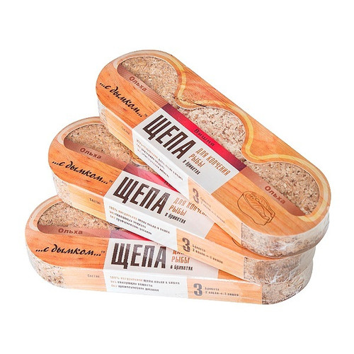 Щепа в брикетах для копчения рыбы С дымком набор: 2 ольха, вишня