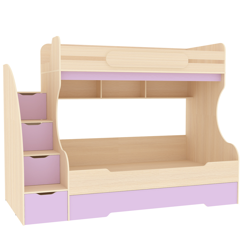 Трехъярусная кровать КарИВи БИГ  Дуб Молочный Ирис