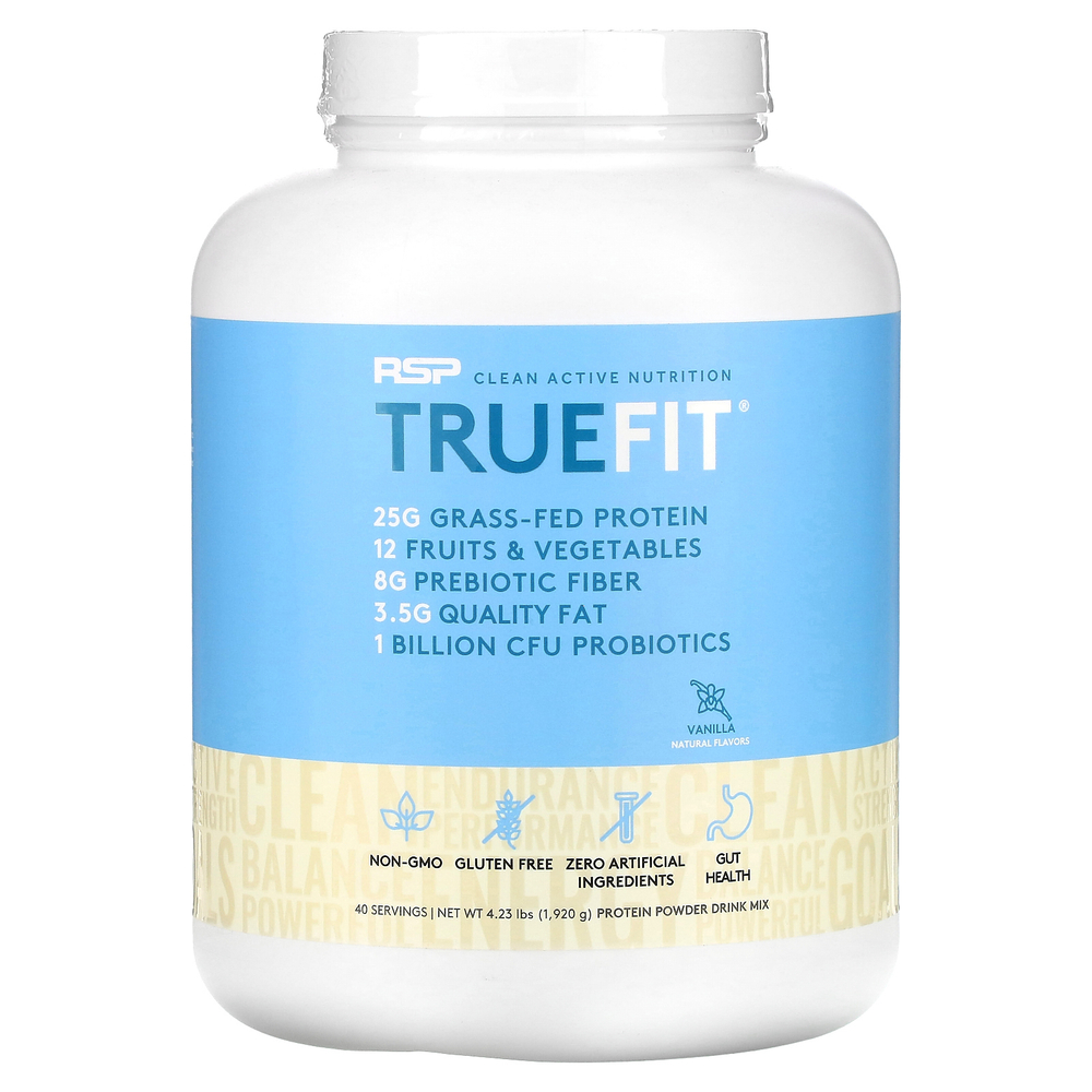 RSP Nutrition, TrueFit, сывороточный протеин травяного откорма с фруктами и овощами, ваниль, 1,92 кг (4,23 фунта)