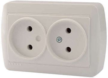 Розетка LEZARD DEMET 2-местная о/п б/з бел. 16А 250В
