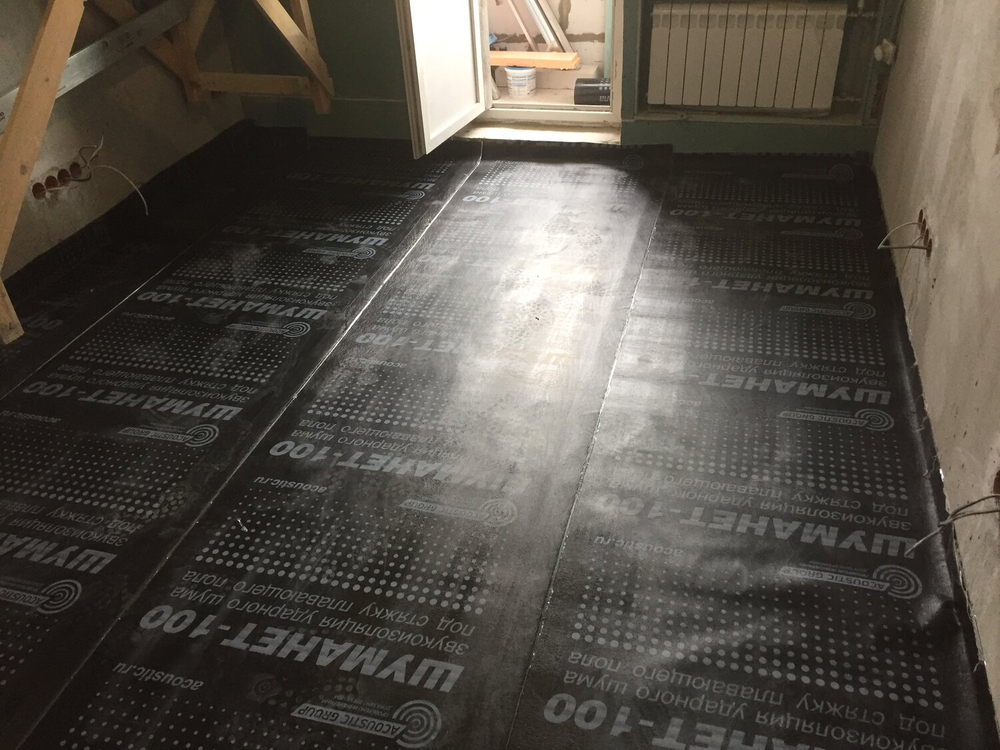 Рулон Шуманет-100 гидро, звукоизоляция 10м², 0,24 м², 34 кг, для пола