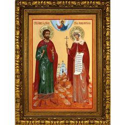 Адриан и Наталия Никомидийские. Ростовая икона на холсте.