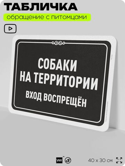 Табличка "Собаки на территории, вход воспрещен" на дверь и забор, для двора, дома, подъезда, 40х30 см, Silver Plane x Айдентика Технолоджи