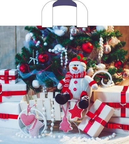 Новогодние пакеты "Снежный гость" 38х34+3см 70мкм (50/500шт)